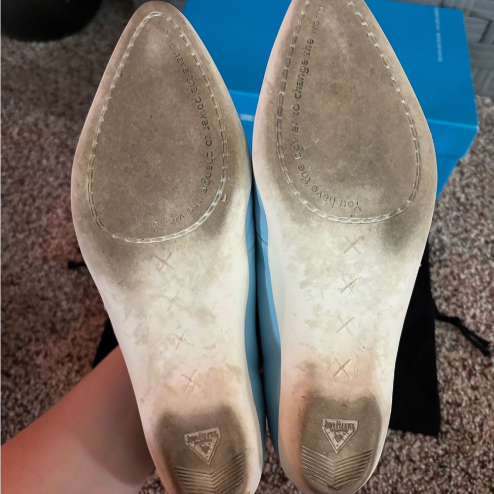 John Fluevog Zeal Blue Leather Mary Jane Ballet Flats - Picture 3 of 5